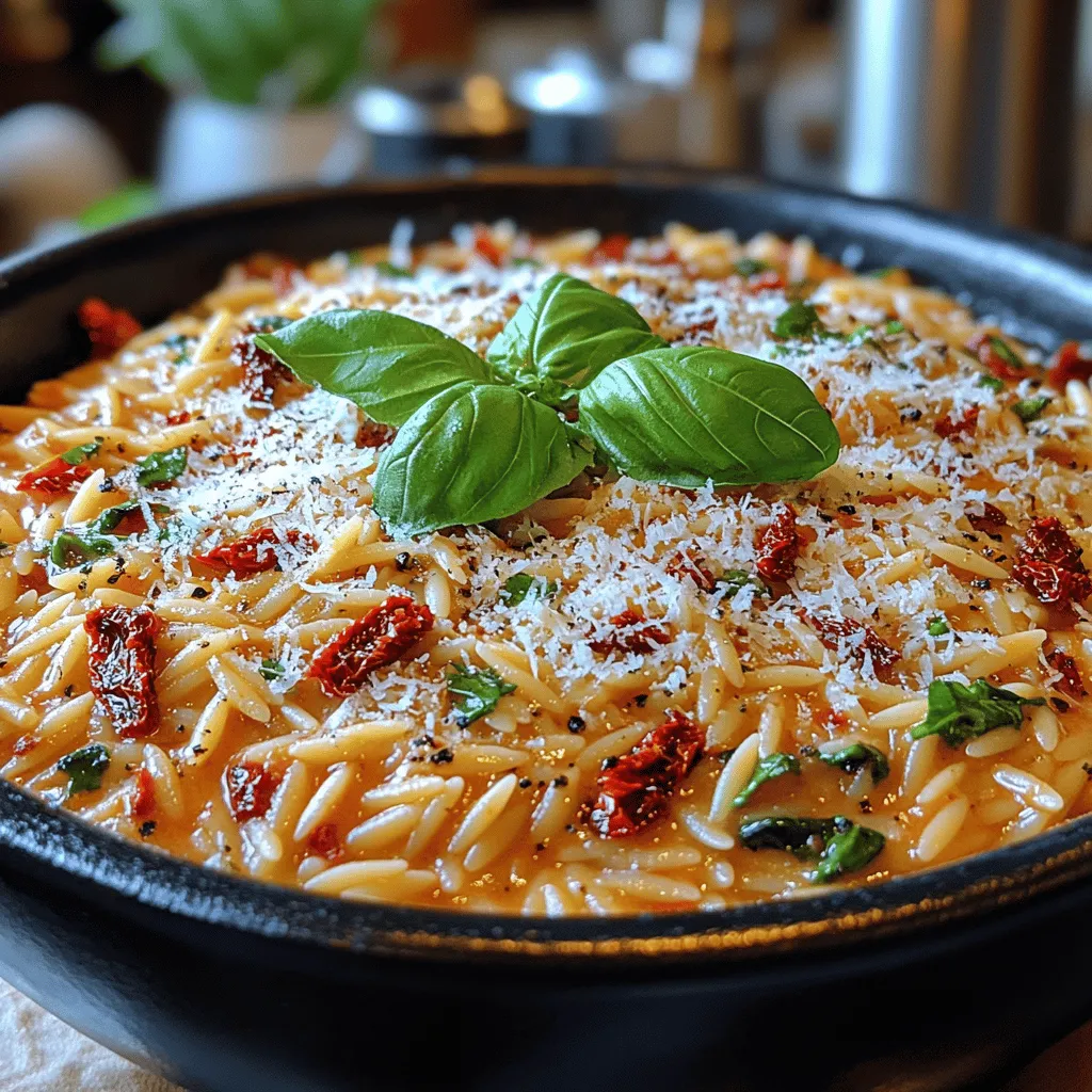 Cooking this creamy sun-dried tomato orzo is a breeze, taking just about 25 minutes from start to finish. Here’s how to whip it up:
