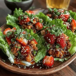 Tangy Strawberry Chicken Lettuce Wraps