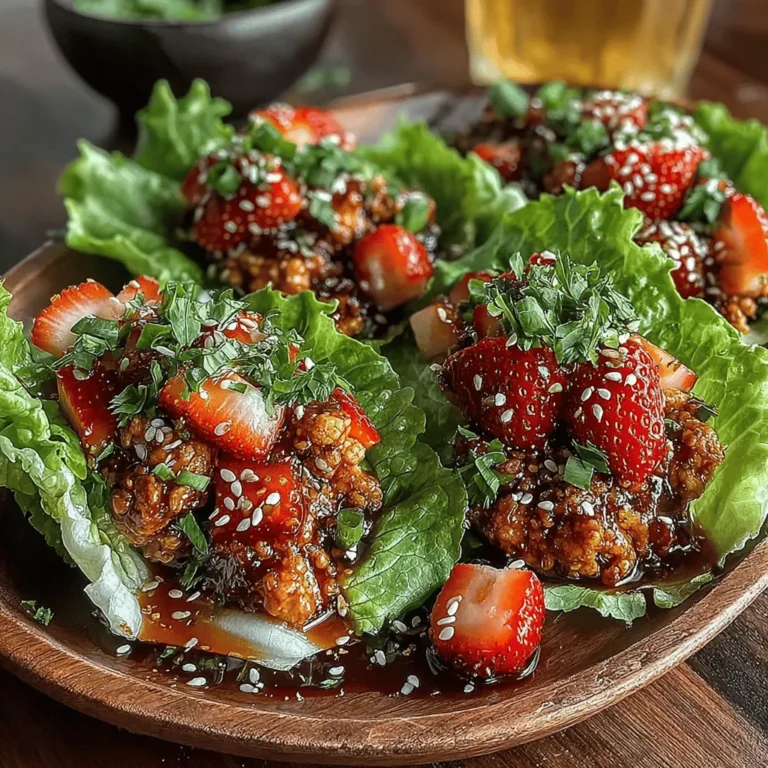 Imagine a dish that seamlessly marries the sweetness of ripe strawberries with the savory richness of ground chicken, all tucked inside crisp lettuce leaves. This is exactly what you get with Tangy Strawberry Chicken Lettuce Wraps. This vibrant and refreshing recipe is not only a feast for the eyes but also a delightful explosion of flavors that will tantalize your taste buds. The unique flavor profile of this dish—where sweet meets savory—makes it a standout option for anyone looking to elevate their meal game.