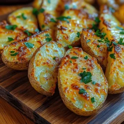 Crispy Garlic Parmesan Potato Wedges are a culinary delight that has captured the hearts of food lovers worldwide. With their golden-brown exterior and soft, fluffy interior, these wedges strike the perfect balance between texture and flavor. Whether served as a side dish alongside a hearty main course or enjoyed as a snack during game day or movie night, they are versatile enough to complement any meal. The irresistible combination of garlic and Parmesan adds a savory depth that elevates the humble potato to new heights. This recipe not only highlights the potato’s natural flavor but also showcases the robust notes of garlic and the rich, nutty essence of Parmesan cheese.