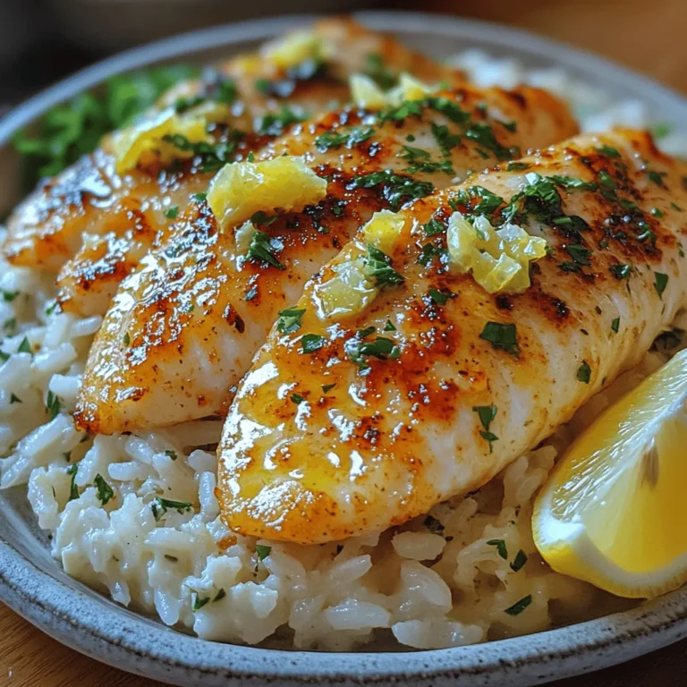 If you're seeking a dish that embodies freshness and sophistication, look no further than Zesty Lemon Garlic Tilapia with Herb Rice. This delightful recipe brings together the mild, flaky texture of tilapia and the vibrant flavors of lemon and garlic, creating a culinary experience that is both satisfying and invigorating. The bright acidity of the lemon combined with the aromatic allure of garlic makes this dish a standout, perfect for impressing guests or enjoying a cozy weeknight dinner with family.