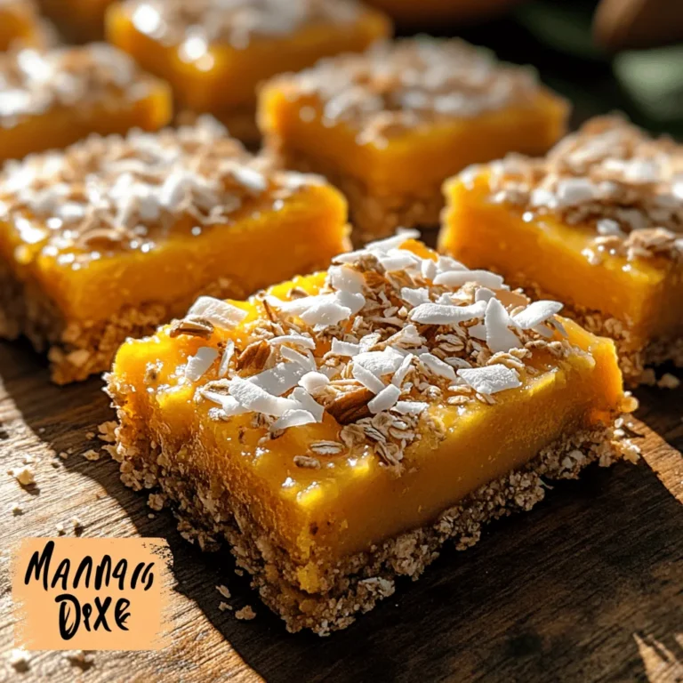 If you're seeking a deliciously refreshing treat that transports your taste buds straight to the tropics, look no further than Tropical Delight No-Bake Mango Coconut Bars. These bars are not only a feast for the senses but also a wholesome snack option that is both satisfying and easy to prepare. The combination of ripe mango and rich coconut creates a vibrant flavor profile that evokes sunny beach days and warm breezes, making them a perfect addition to your snack repertoire, especially during warmer months or whenever you crave a taste of the tropics.