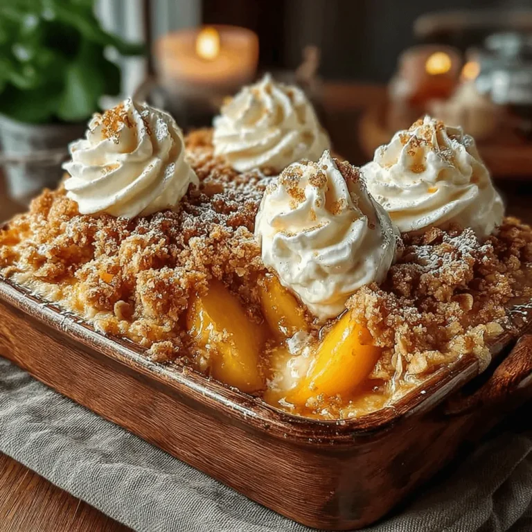 Summer is often synonymous with bright, juicy fruits, and peaches take center stage as one of the season's most beloved delights. When incorporated into a dessert, their natural sweetness and vibrant flavor create a dish that is nothing short of enchanting. Welcome to the world of Creamy Crisp Delights with Peach, a dessert that beautifully marries the lusciousness of fresh peaches with a velvety creamy topping and a satisfying crisp texture. This recipe is not just a treat for the taste buds; it's a celebration of summer's bounty that is perfect for gatherings, family dinners, or simply indulging after a long day.