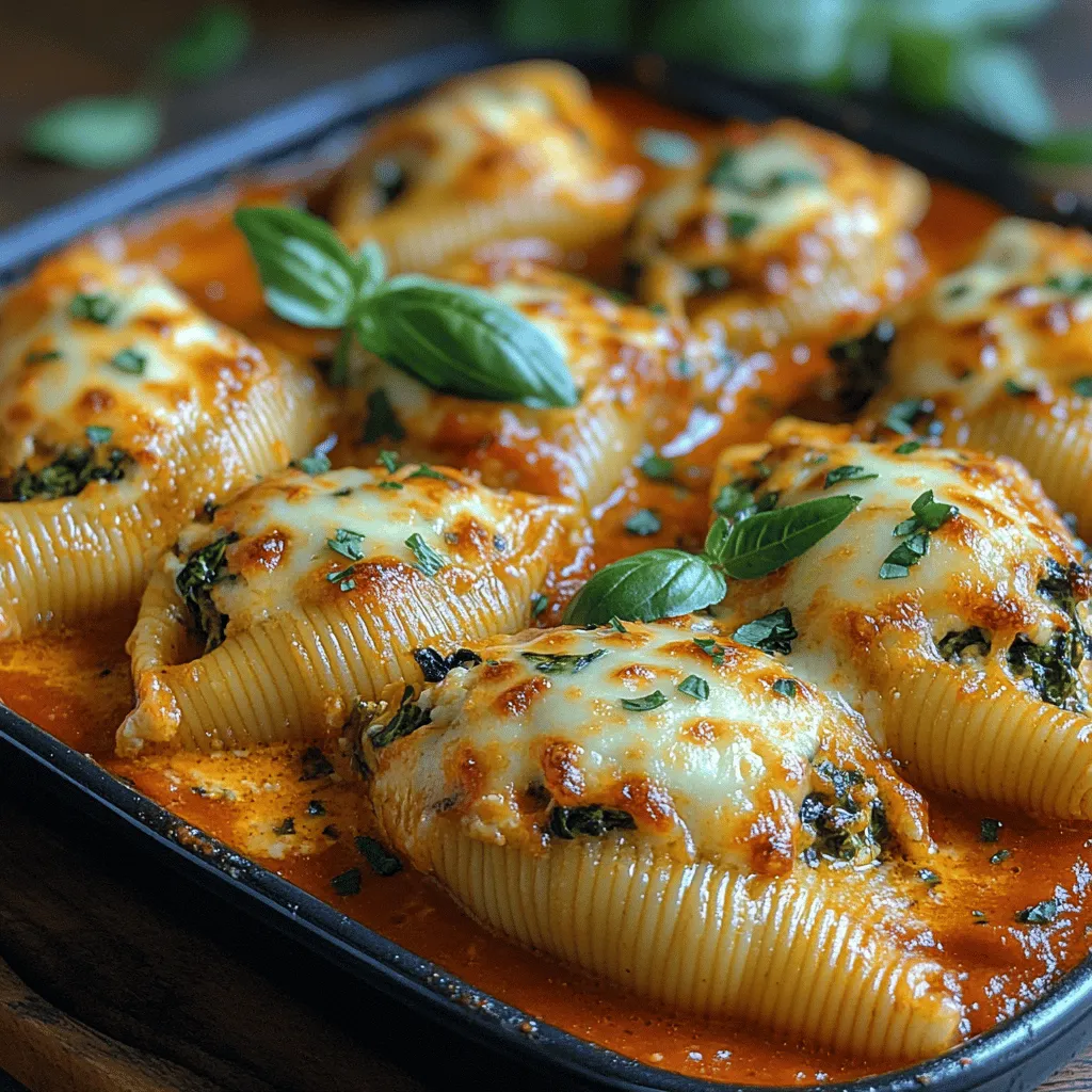 Creamy Spinach Ricotta Shells are a delightful culinary creation that brings together the comforting textures of pasta and the rich flavors of cheese and spinach. This dish is not only visually appealing but also offers a satisfying blend of taste that captivates the palate. The combination of the tender jumbo pasta shells filled with a luscious spinach and ricotta mixture, topped with a savory marinara sauce, creates a perfect balance that makes this dish a favorite among families and food enthusiasts alike.