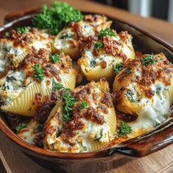 Cheesy Spinach Artichoke Stuffed Shells