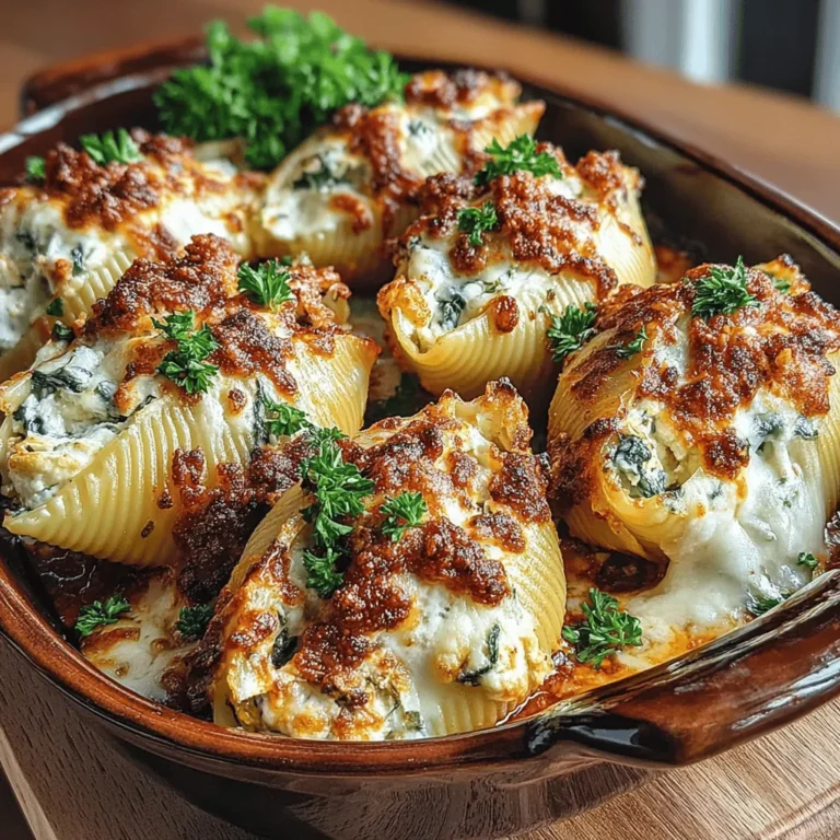 Before we dive into the cooking process, let’s take a moment to look at the vibrant and delicious ingredients that make this dish shine. Each component plays a crucial role in crafting the perfect Cheesy Spinach Artichoke Stuffed Shells.