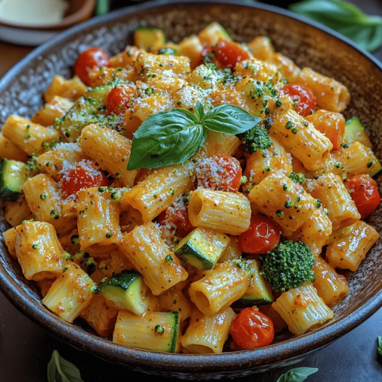 Creamy Roasted Veggie Pasta is a delightful dish that marries the rich, velvety texture of cream with the robust, earthy flavors of roasted vegetables. This pasta dish is not just a feast for the palate but also a vibrant visual treat, showcasing a medley of colors from the assorted vegetables. The creamy sauce envelops each piece of pasta, ensuring that every bite is a harmonious blend of flavors and textures.