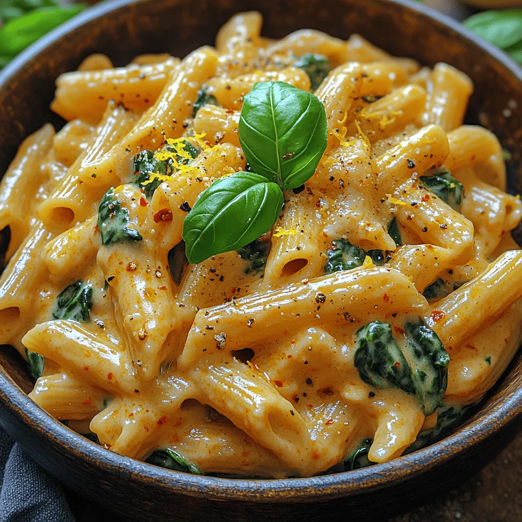 Creamy Garlic Spinach Penne is a delightful dish that perfectly encapsulates the essence of comfort food while delivering a burst of flavor in every bite. This pasta dish is not only rich and satisfying but also boasts a vibrant green hue from the fresh spinach, making it as visually appealing as it is delicious. The combination of creamy sauce, aromatic garlic, and nutrient-rich spinach creates a meal that can please both the palate and the body, making it a favorite among many home cooks.