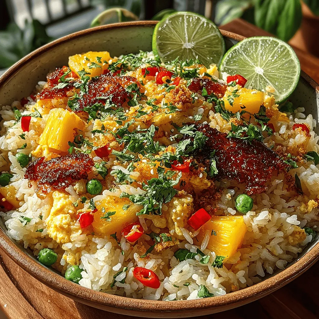 Fried rice is a beloved dish that has transcended borders, with countless variations found in kitchens around the globe. This simple yet versatile meal often reflects local flavors and ingredients, making it a canvas for culinary creativity. From the savory soy sauce-infused versions of Chinese cuisine to the spicy and aromatic adaptations in Thai cooking, fried rice can take on myriad forms. Among these, Tropical Fruity Fried Rice stands out as a vibrant and refreshing variation, perfect for summer gatherings, picnics, or any time you crave a burst of flavor.