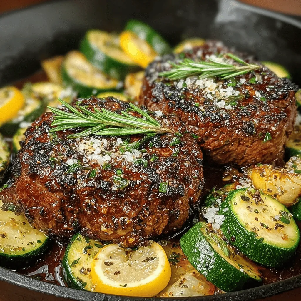 Sizzling Garlic Butter Steak & Zucchini is more than just a dish; it's an experience that tantalizes the senses with each bite. Imagine a perfectly cooked ribeye steak, seared to perfection, dripping with rich, aromatic garlic butter, served alongside tender, sautéed zucchini. This gourmet meal not only captivates with its flavors but also elevates home cooking to a restaurant-quality experience. The combination of the savory steak and the fresh vegetables creates a harmonious balance that pleases the palate while providing a nutritious option for any dinner table.