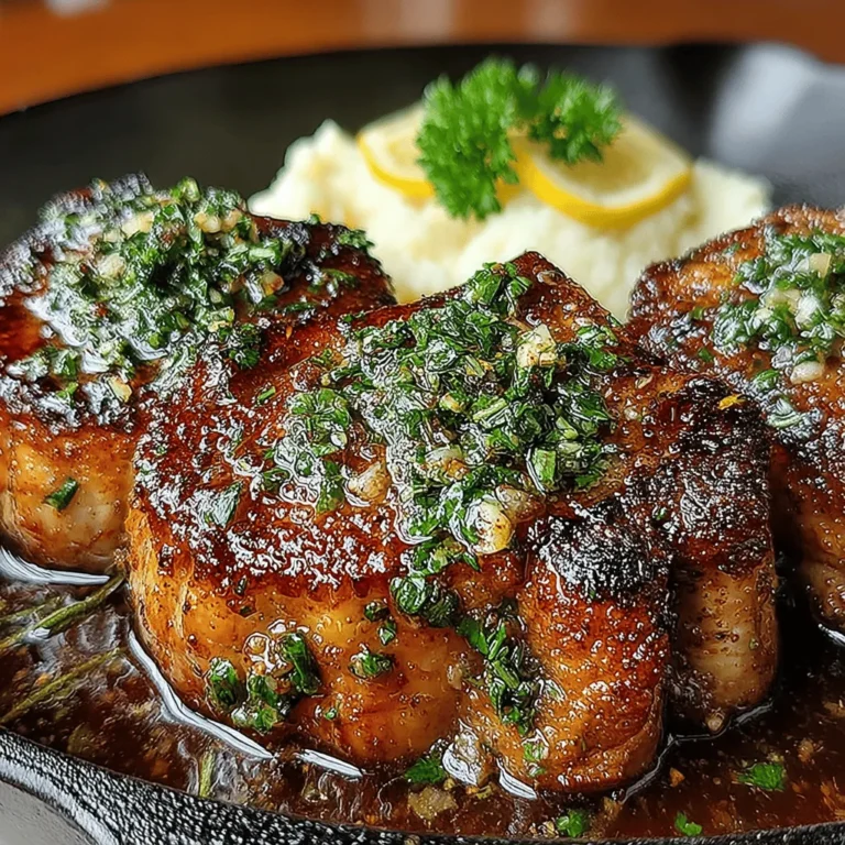 When it comes to comfort food, few dishes can compete with the rich, succulent flavor of Savory Garlic Butter Pork Chops. This dish is not only hearty and satisfying but also incredibly versatile, making it a perfect option for weekday dinners or special occasions alike. The combination of juicy pork chops, aromatic garlic, and rich butter creates a symphony of flavors that will tantalize your taste buds. Whether served alongside roasted vegetables or creamy mashed potatoes, these pork chops are sure to become a favorite in your home.