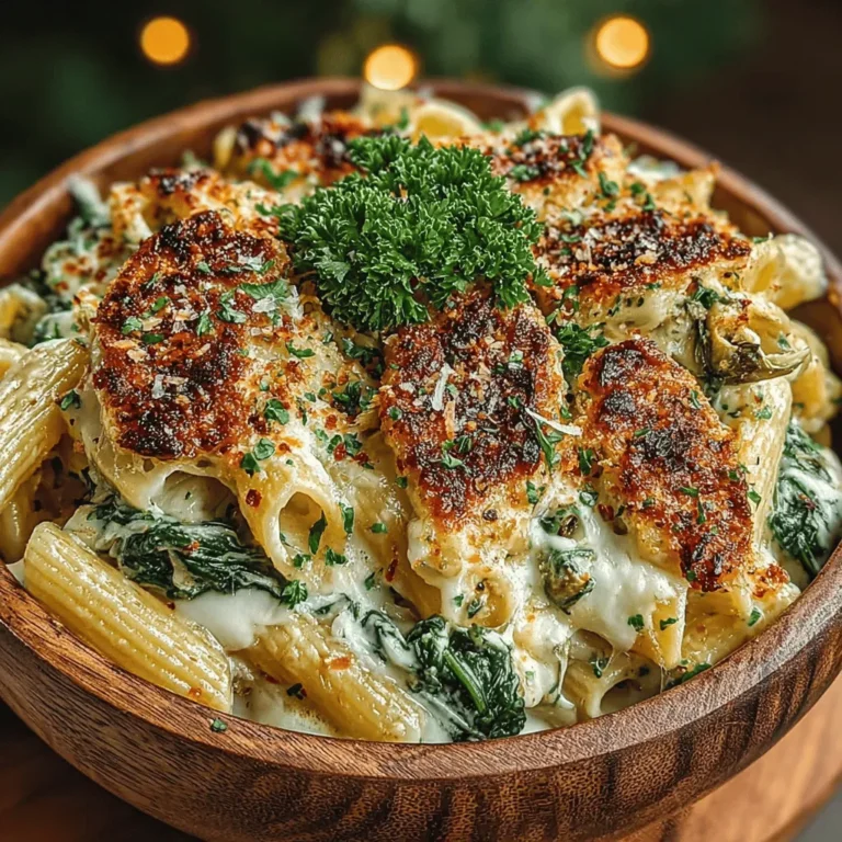 Creamy Cheesy Spinach & Artichoke Pasta is a delightful dish that brings together the comforting qualities of pasta with the rich flavors of spinach and artichokes. This recipe is not just a meal; it's an experience, combining creamy textures with a cheesy finish that tantalizes the taste buds. The hint of spice adds an exciting twist, making each bite a flavorful adventure.