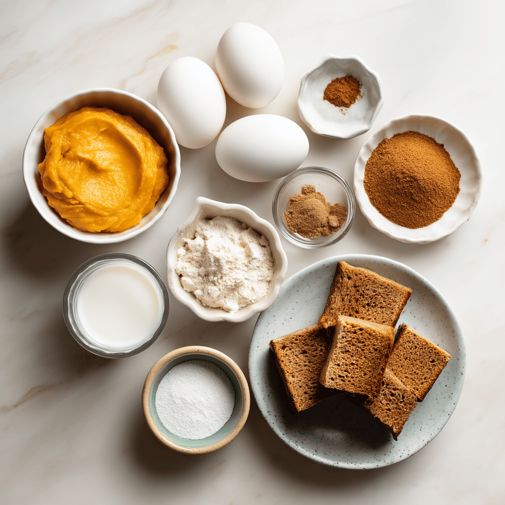 Ingredients for Air Fryer Pumpkin Spice French Toast Bites
