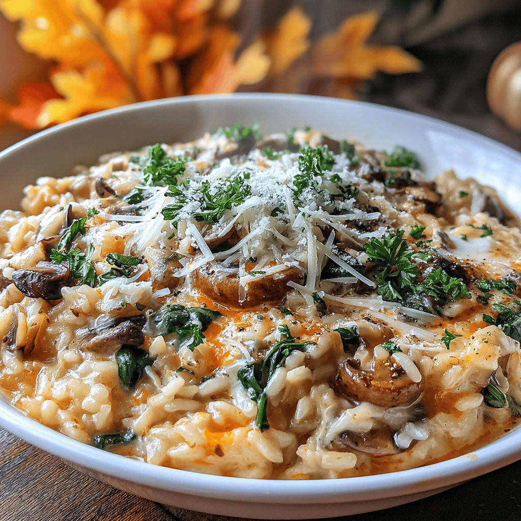 As the leaves begin to change and a crisp breeze fills the air, there's nothing quite like the warm embrace of a comforting meal to usher in the coziest season of all. Enter: Cozy Autumn One-Pan Mushroom & Spinach Risotto. This dish embodies the essence of fall, featuring earthy mushrooms and vibrant spinach, all enveloped in creamy, dreamy arborio rice.