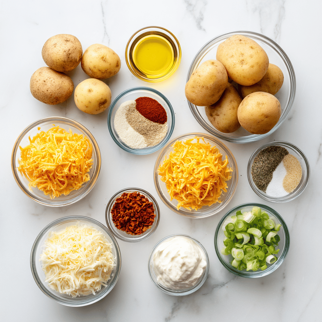 Ingredients for Fall Favorite: Air Fryer Loaded Fries with Cheddar & Bacon