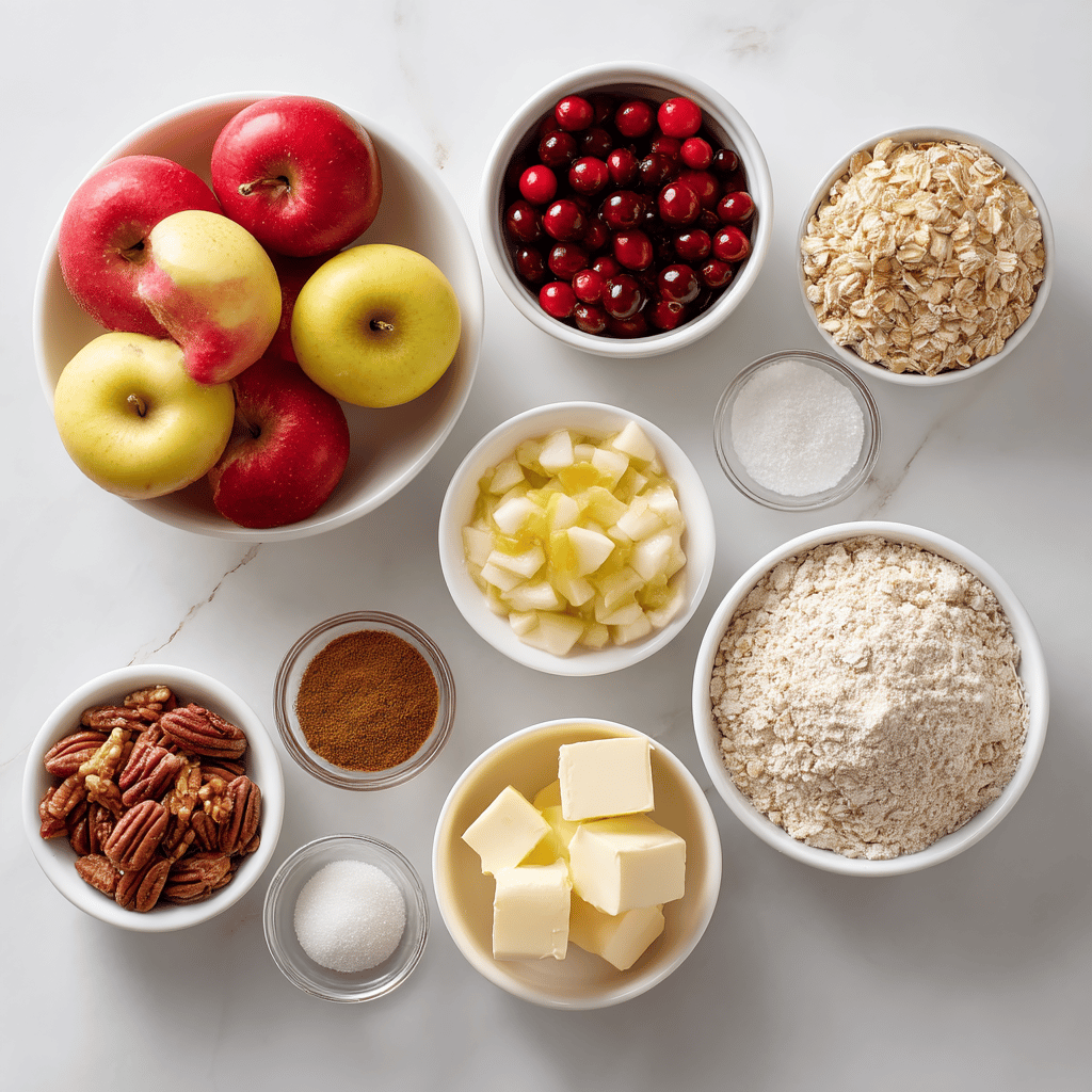 Ingredients for Fall Harvest Sheet Pan Apple Crisp with Cinnamon Oat Crumble