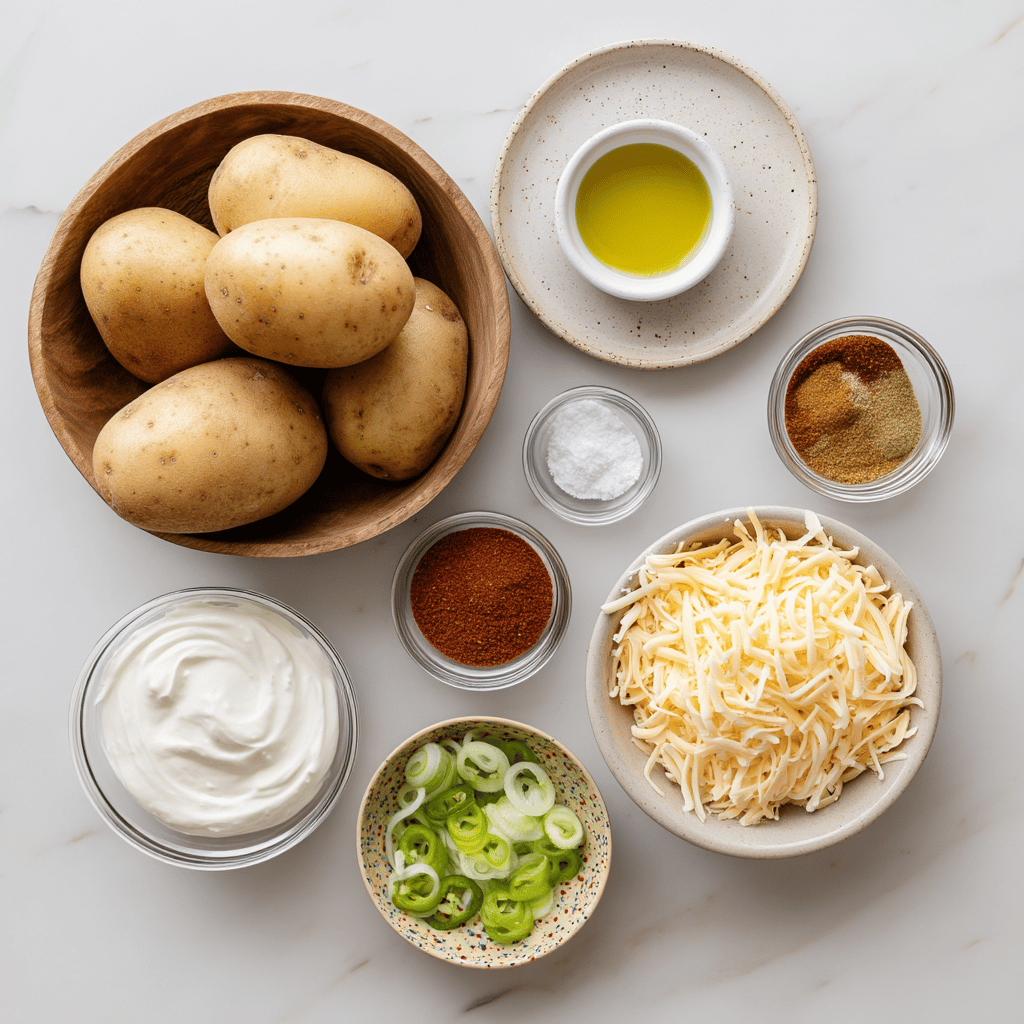 Ingredients for Game Day Loaded Baked Potato Fries with Cheddar