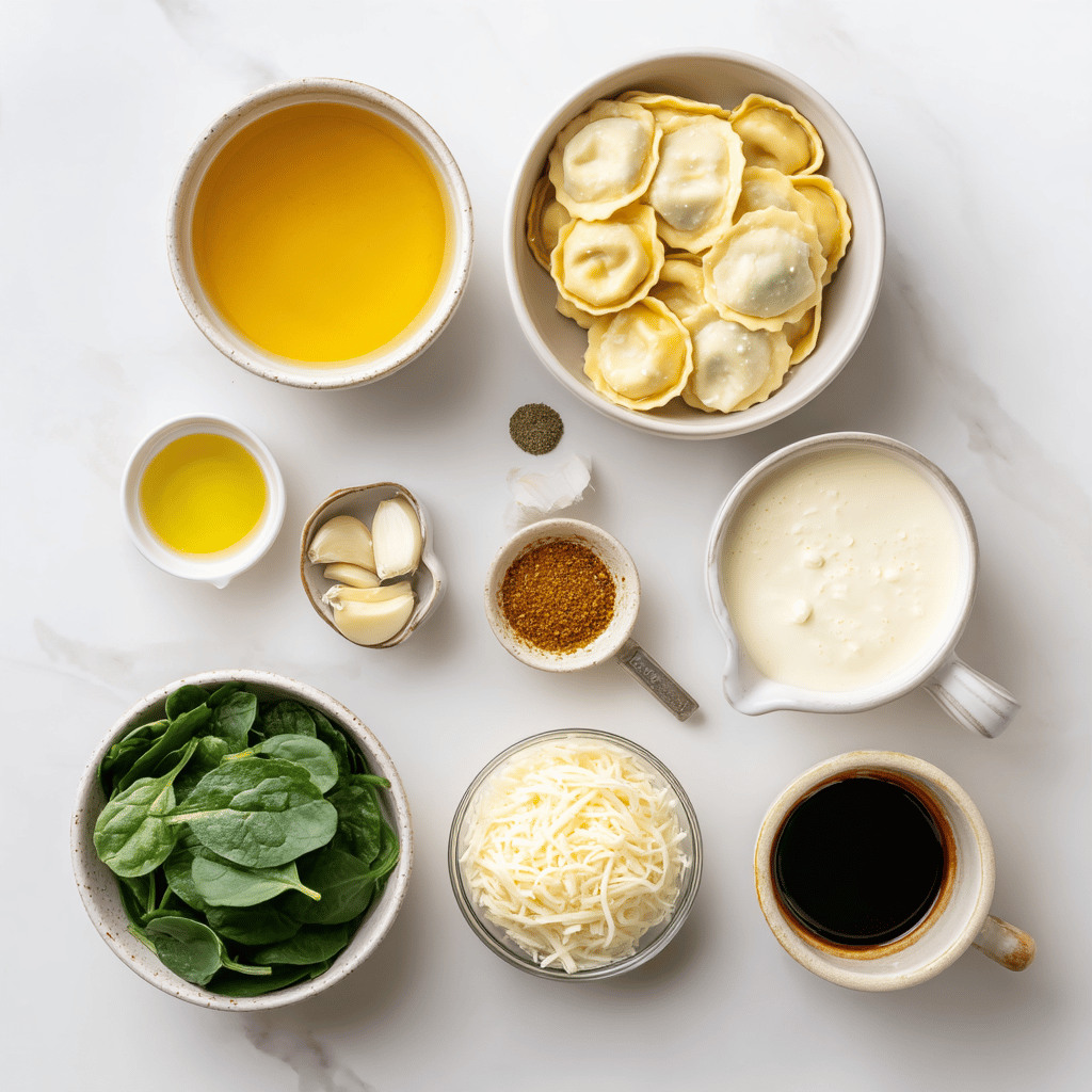 Ingredients for One-Pan Cheesy Pumpkin Spice Ravioli